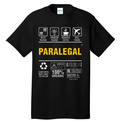 Paralegal Multitasking Problem Solving Coffee Lover Tall T-Shirt