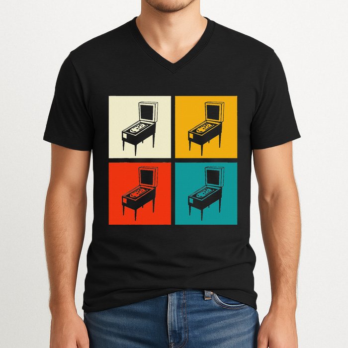 Pinball Machine Pinball Player Retro V-Neck T-Shirt