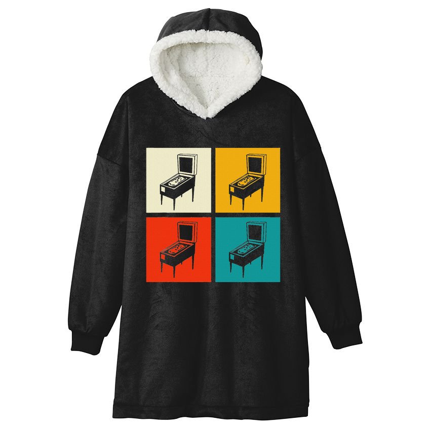 Pinball Machine Pinball Player Retro Hooded Wearable Blanket