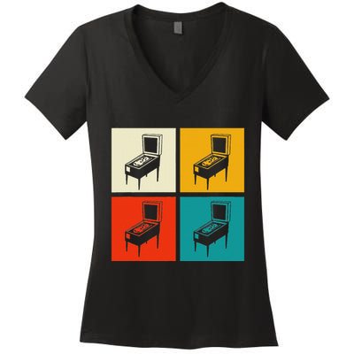 Pinball Machine Pinball Player Retro Women's V-Neck T-Shirt