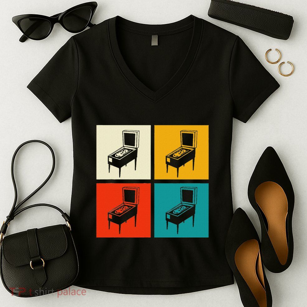 Pinball Machine Pinball Player Retro Women's V-Neck T-Shirt