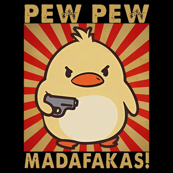 Pew Madafakas Pew Funny Meme Duck Goose Retro With Gun Flat Bill Trucker Hat