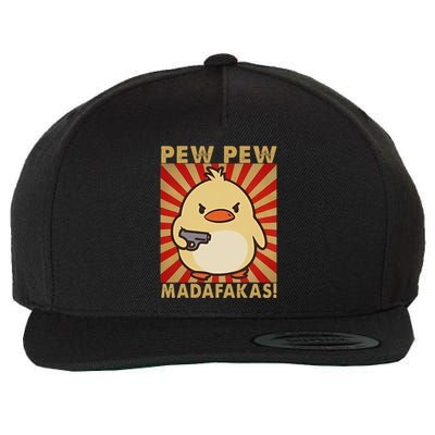 Pew Madafakas Pew Funny Meme Duck Goose Retro With Gun Wool Snapback Cap