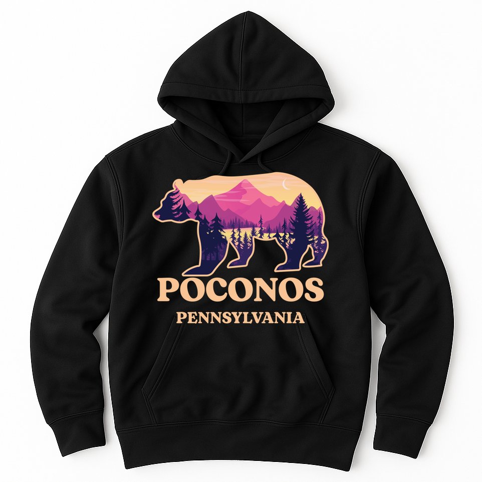 Poconos Mountains Pennsylvania Pa Bear Hiking Souvenirs Hoodie