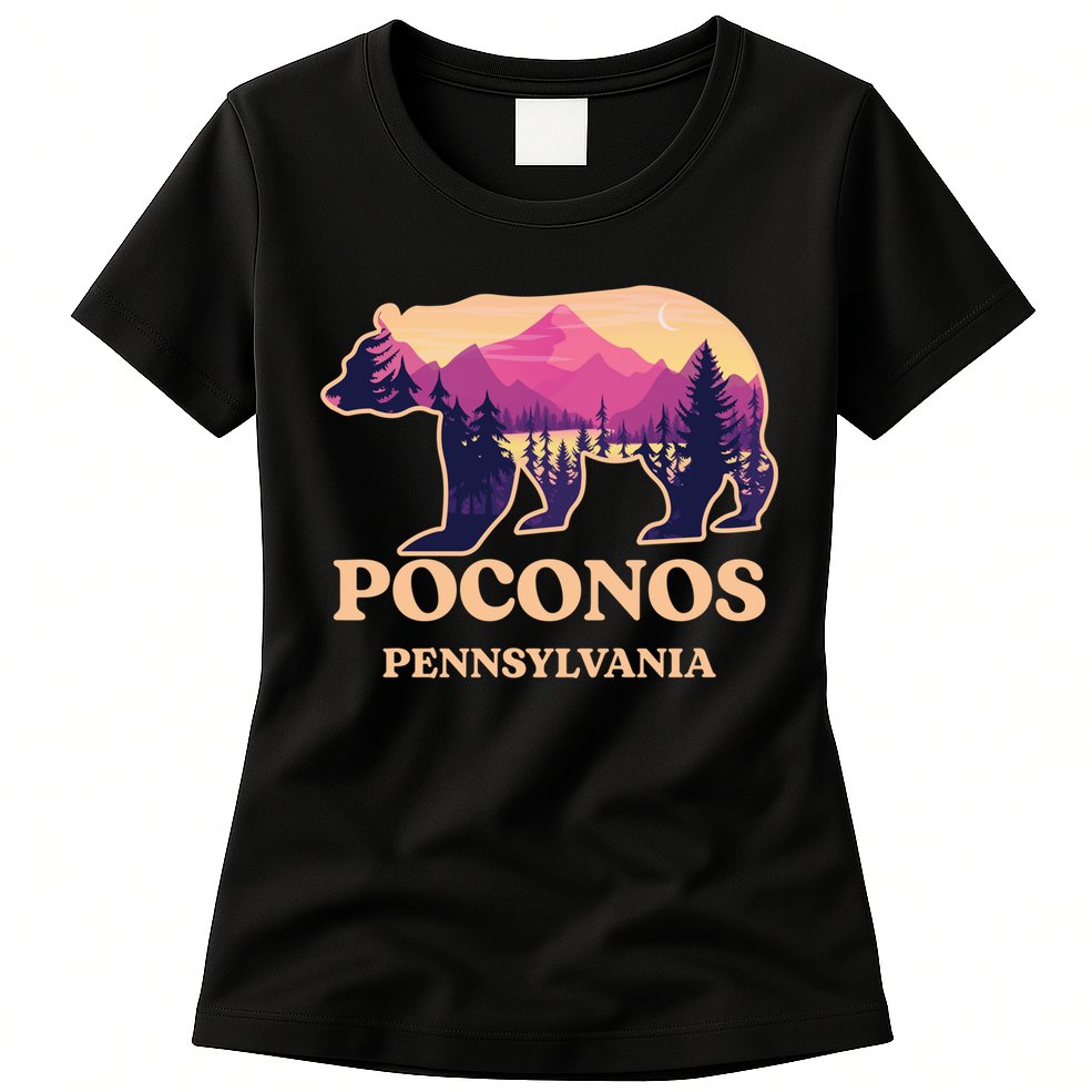 Poconos Mountains Pennsylvania Pa Bear Hiking Souvenirs Womens T-Shirt