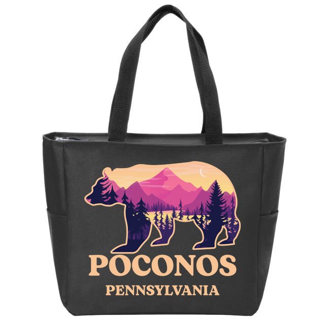 Poconos Mountains Pennsylvania Pa Bear Hiking Souvenirs Zip Tote Bag