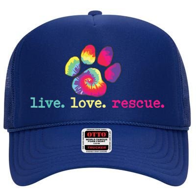 PitBull Mom Pitbull Mama Gift Live Love Rescue Lover Tie Dye High Crown Mesh Back Trucker Hat