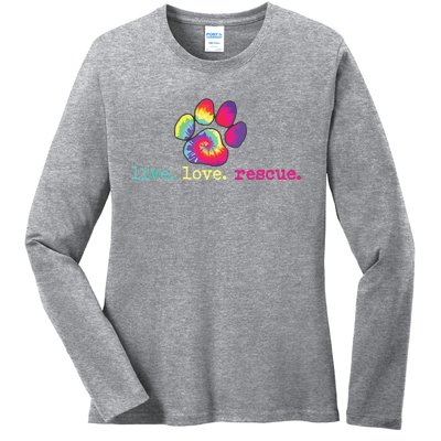 PitBull Mom Pitbull Mama Gift Live Love Rescue Lover Tie Dye Ladies Long Sleeve Shirt