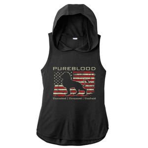 Pureblood Movement #Pureblood Medical Freedom Lion USA Flag Ladies PosiCharge Tri-Blend Wicking Draft Hoodie Tank