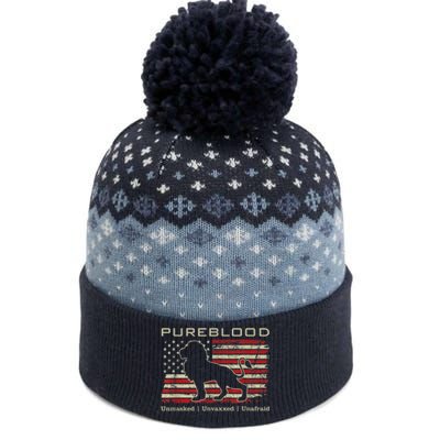 Pureblood Movement #Pureblood Medical Freedom Lion USA Flag The Baniff Cuffed Pom Beanie