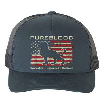 Pureblood Movement #Pureblood Medical Freedom Lion USA Flag Yupoong Adult 5-Panel Trucker Hat