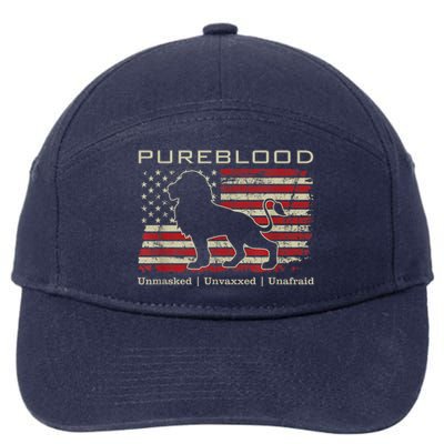 Pureblood Movement #Pureblood Medical Freedom Lion USA Flag 7-Panel Snapback Hat