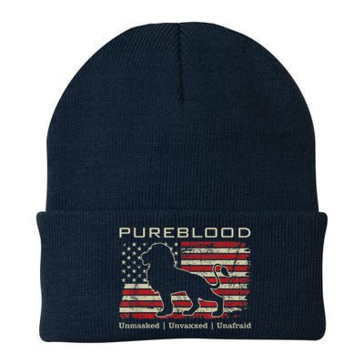 Pureblood Movement #Pureblood Medical Freedom Lion USA Flag Knit Cap Winter Beanie