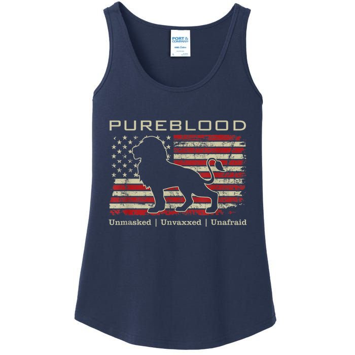 Pureblood Movement #Pureblood Medical Freedom Lion USA Flag Ladies Essential Tank