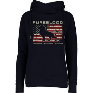 Pureblood Movement #Pureblood Medical Freedom Lion USA Flag Womens Funnel Neck Pullover Hood