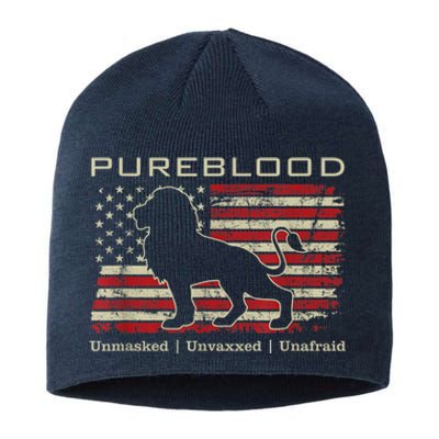 Pureblood Movement #Pureblood Medical Freedom Lion USA Flag Sustainable Beanie