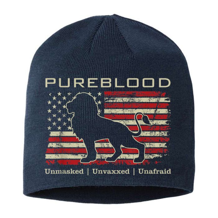 Pureblood Movement #Pureblood Medical Freedom Lion USA Flag Sustainable Beanie