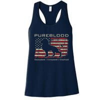 Pureblood Movement #Pureblood Medical Freedom Lion USA Flag Women's Racerback Tank