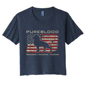 Pureblood Movement #Pureblood Medical Freedom Lion USA Flag Women's Crop Top Tee