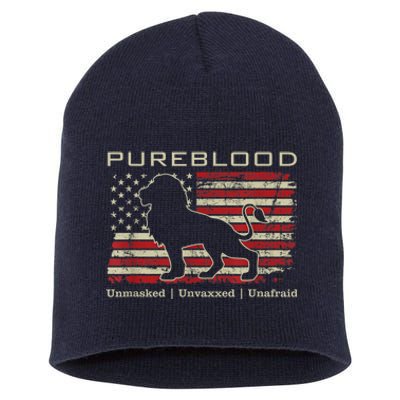 Pureblood Movement #Pureblood Medical Freedom Lion USA Flag Short Acrylic Beanie