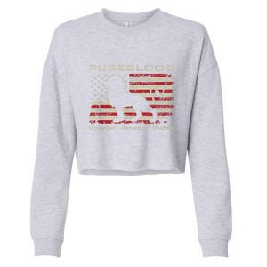 Pureblood Movement #Pureblood Medical Freedom Lion USA Flag Cropped Pullover Crew