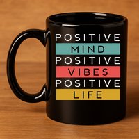 Positive Mind Positive Vibes Positive Life 11oz C Handle Ceramic Mug