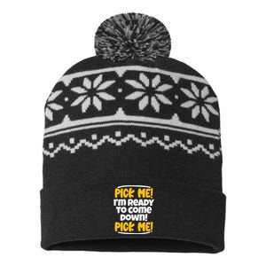 Pick Me Pick Me Funny Family Matching Gifts For Tv Lovers USA-Made Snowflake Beanie