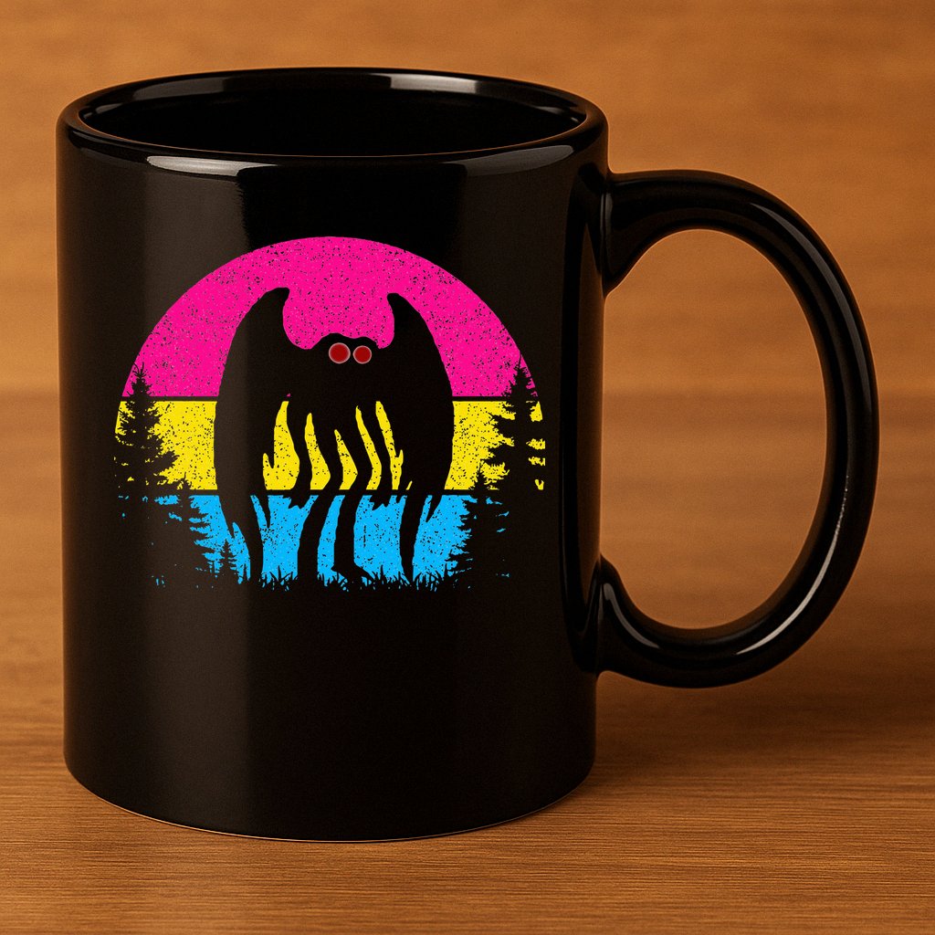 Pan Mothman Pansexual Pride Point Pleasant Cryptid 11oz C Handle Ceramic Mug