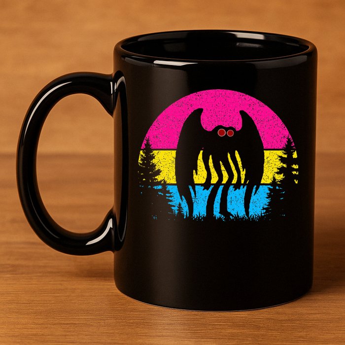 Pan Mothman Pansexual Pride Point Pleasant Cryptid 11oz C Handle Ceramic Mug