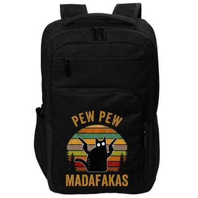 Pew Madafakas Pew Guns Funny Black Cat Retro Vintage Impact Tech Backpack