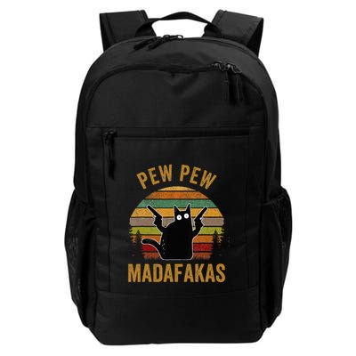 Pew Madafakas Pew Guns Funny Black Cat Retro Vintage Backpack