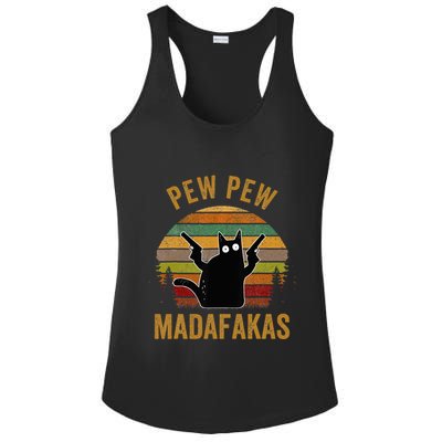 Pew Madafakas Pew Guns Funny Black Cat Retro Vintage Ladies PosiCharge Competitor Racerback Tank
