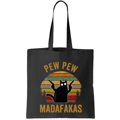 Pew Madafakas Pew Guns Funny Black Cat Retro Vintage Bag