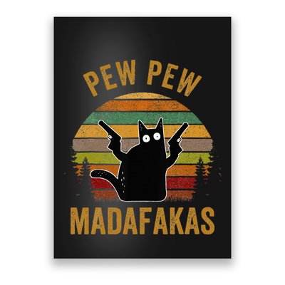 Pew Madafakas Pew Guns Funny Black Cat Retro Vintage Poster