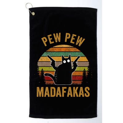 Pew Madafakas Pew Guns Funny Black Cat Retro Vintage Golf Towel
