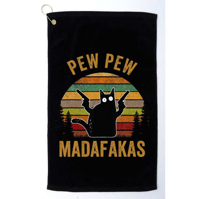 Pew Madafakas Pew Guns Funny Black Cat Retro Vintage Golf Towel