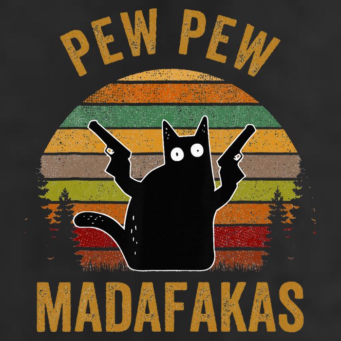 Pew Madafakas Pew Guns Funny Black Cat Retro Vintage Golf Towel