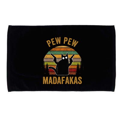 Pew Madafakas Pew Guns Funny Black Cat Retro Vintage Microfiber Hand Towel