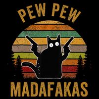 Pew Madafakas Pew Guns Funny Black Cat Retro Vintage Visor