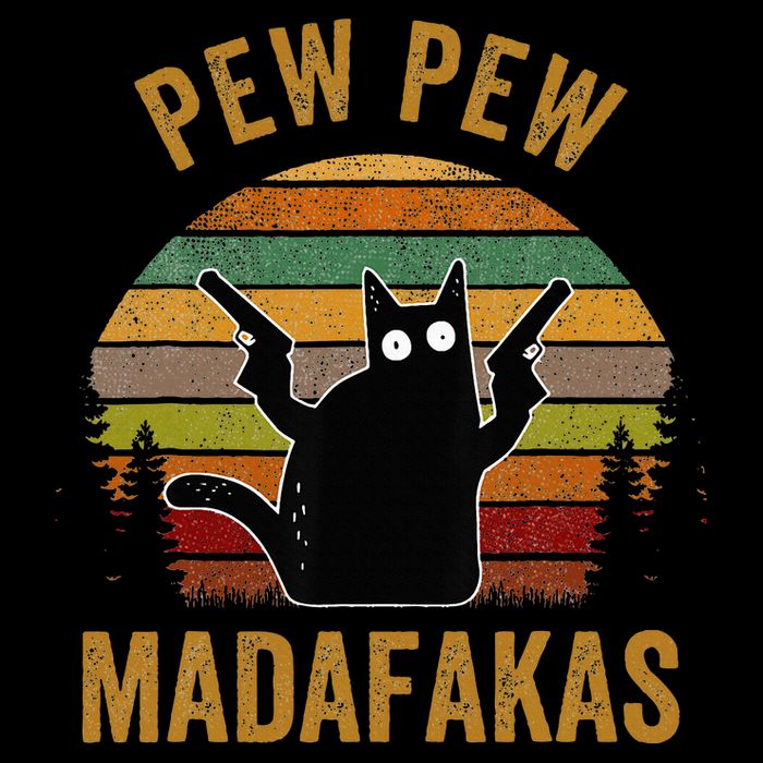 Pew Madafakas Pew Guns Funny Black Cat Retro Vintage Visor