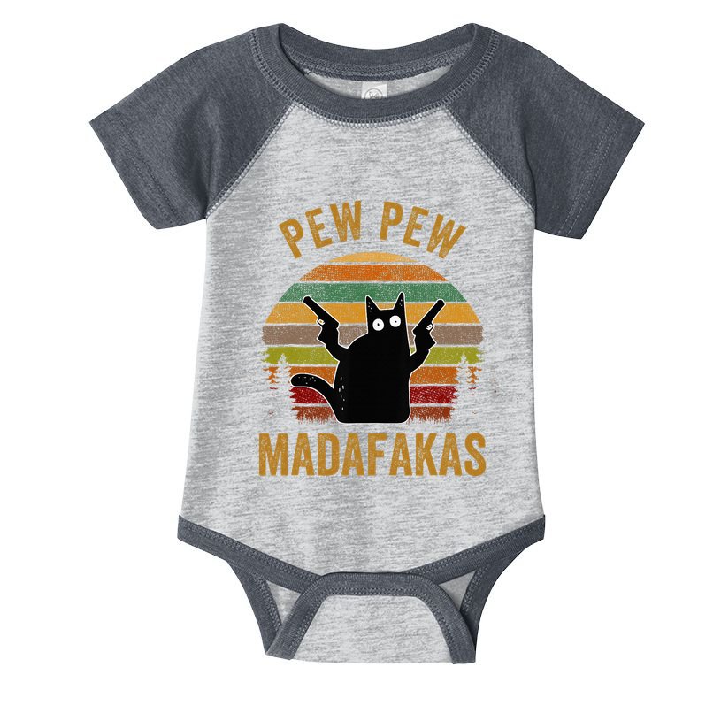 Pew Madafakas Pew Guns Funny Black Cat Retro Vintage Infant Baby Jersey Bodysuit