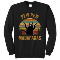 Pew Madafakas Pew Guns Funny Black Cat Retro Vintage Sweatshirt