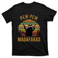 Pew Madafakas Pew Guns Funny Black Cat Retro Vintage T-Shirt