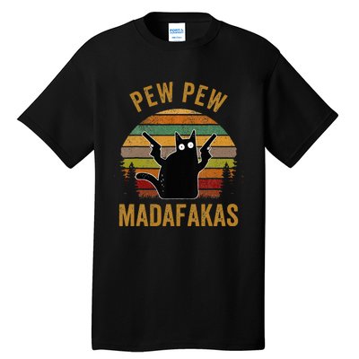 Pew Madafakas Pew Guns Funny Black Cat Retro Vintage Tall T-Shirt