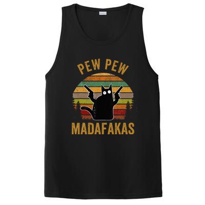 Pew Madafakas Pew Guns Funny Black Cat Retro Vintage PosiCharge Competitor Tank