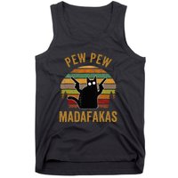 Pew Madafakas Pew Guns Funny Black Cat Retro Vintage Tank Top