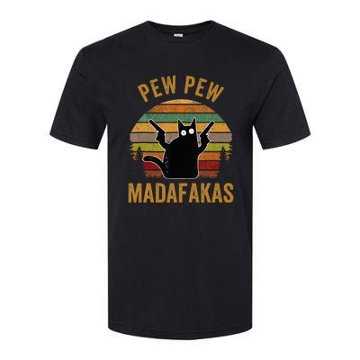 Pew Madafakas Pew Guns Funny Black Cat Retro Vintage Softstyle CVC T-Shirt