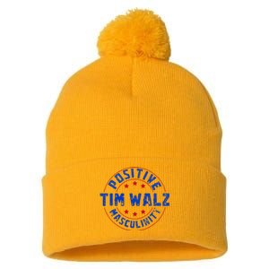 Positive Masculinity Pro Kamala Tim Walz 2024 Pom Pom 12in Knit Beanie