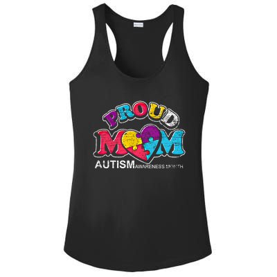 Proud Mom Puzzle Heart Mothers Day Autism Awareness Gift Ladies PosiCharge Competitor Racerback Tank