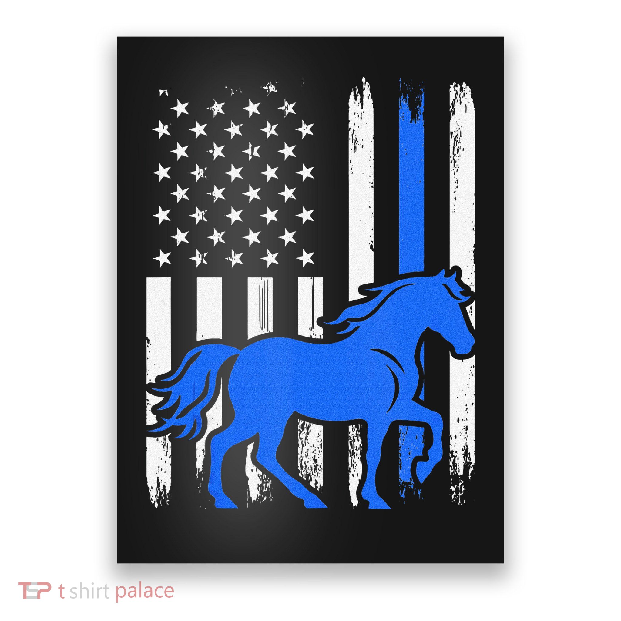 Police Mounted Patrol Horse American Flag Law Enforcement Gift Poster